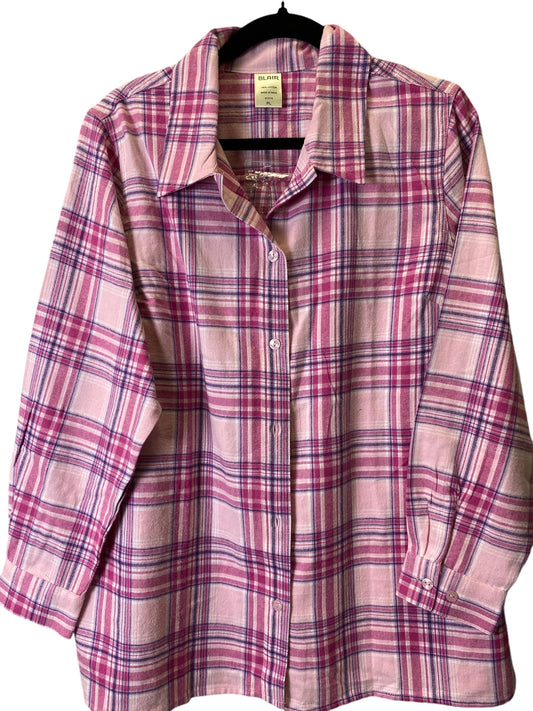 Blouse Long Sleeve By Blair In Pink, Size: L