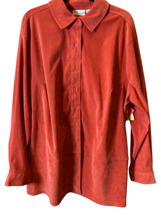 Jacket Shirt By Croft And Barrow In Orange, Size: 2x