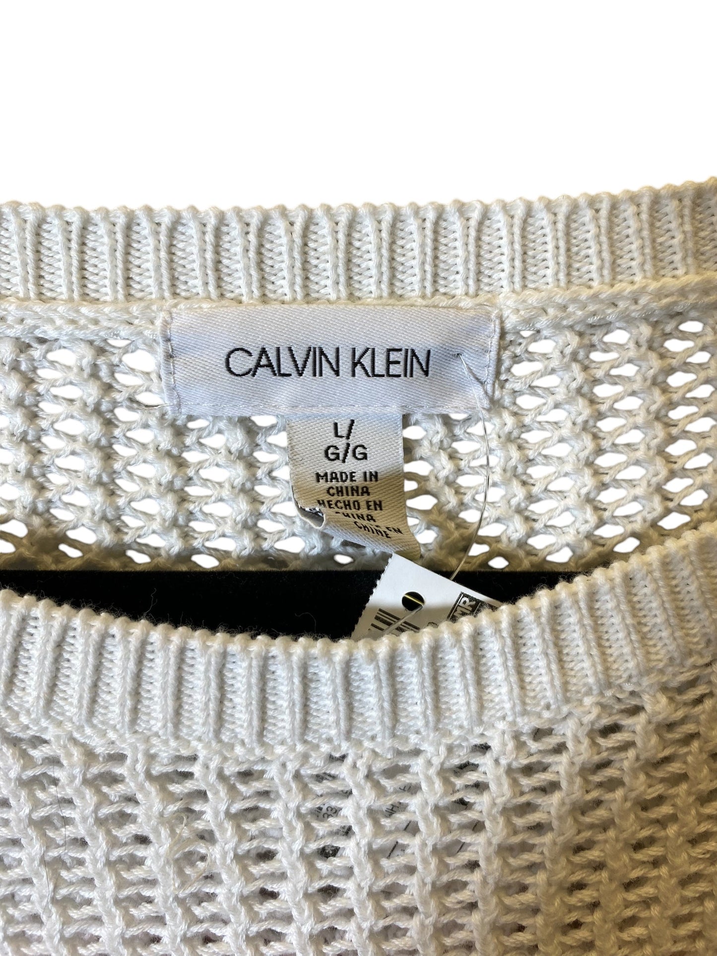 Sweater By Calvin Klein In Pink & White, Size: L