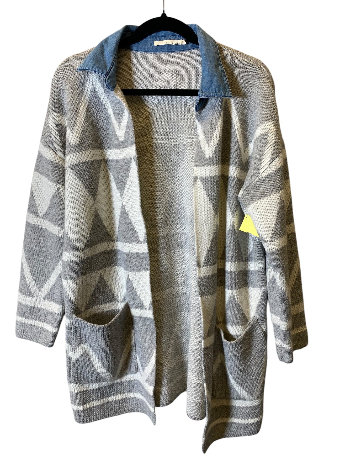 Sweater Cardigan By Ellison In Grey & White, Size: M