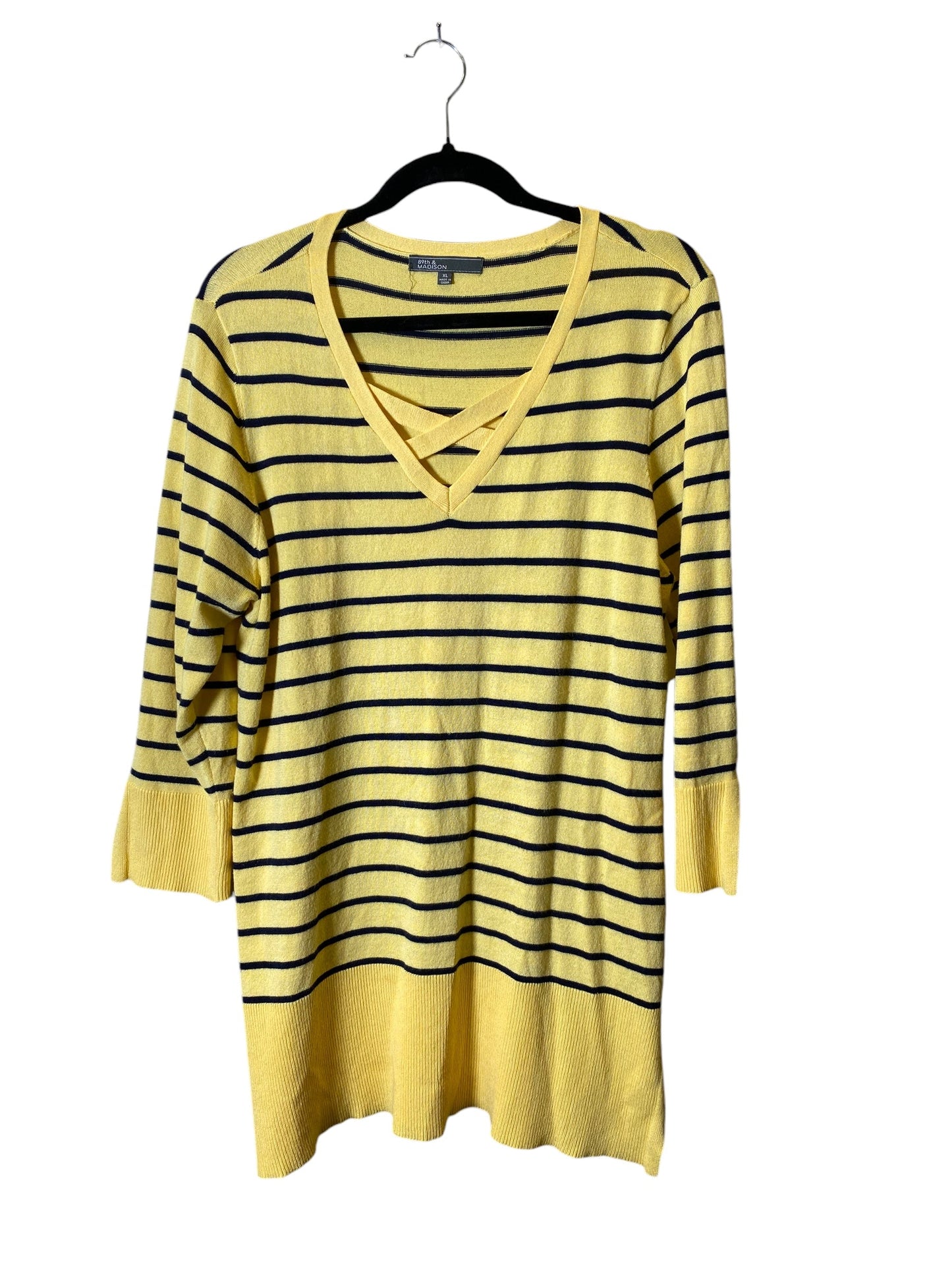 Top Long Sleeve By 89th And Madison In Black & Yellow, Size: Xl