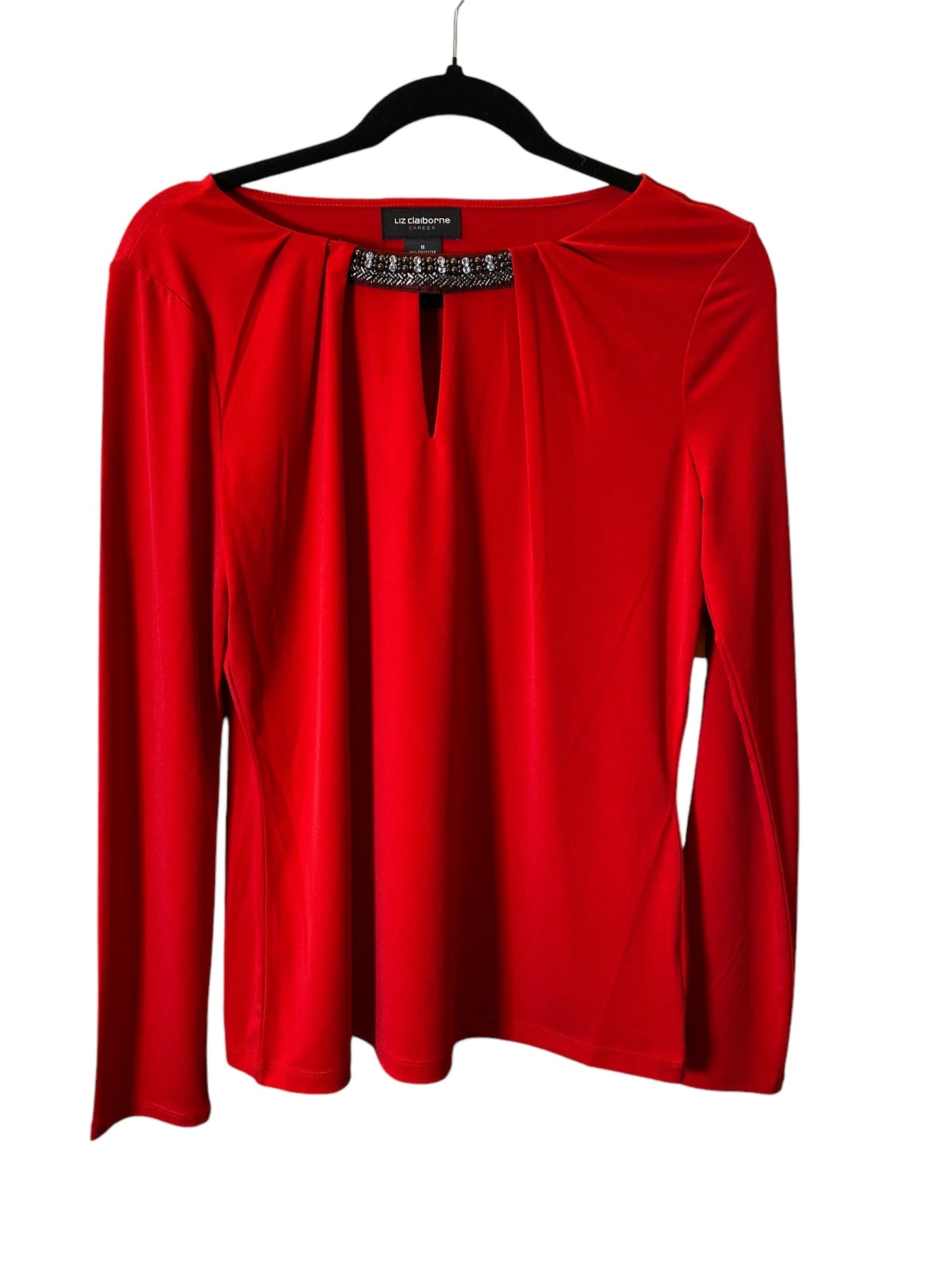 Top Long Sleeve By Liz Claiborne In Red, Size: M