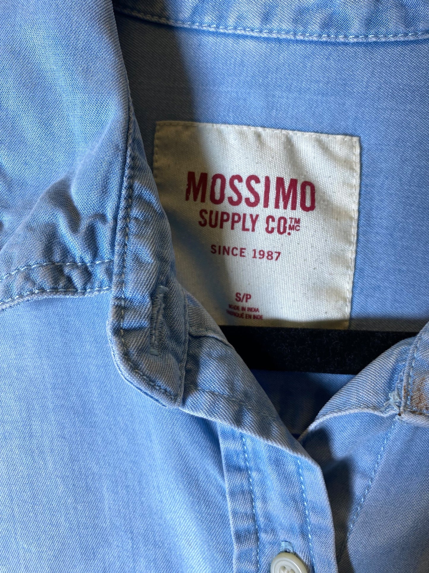 Blouse Long Sleeve By Mossimo In Blue Denim, Size: S