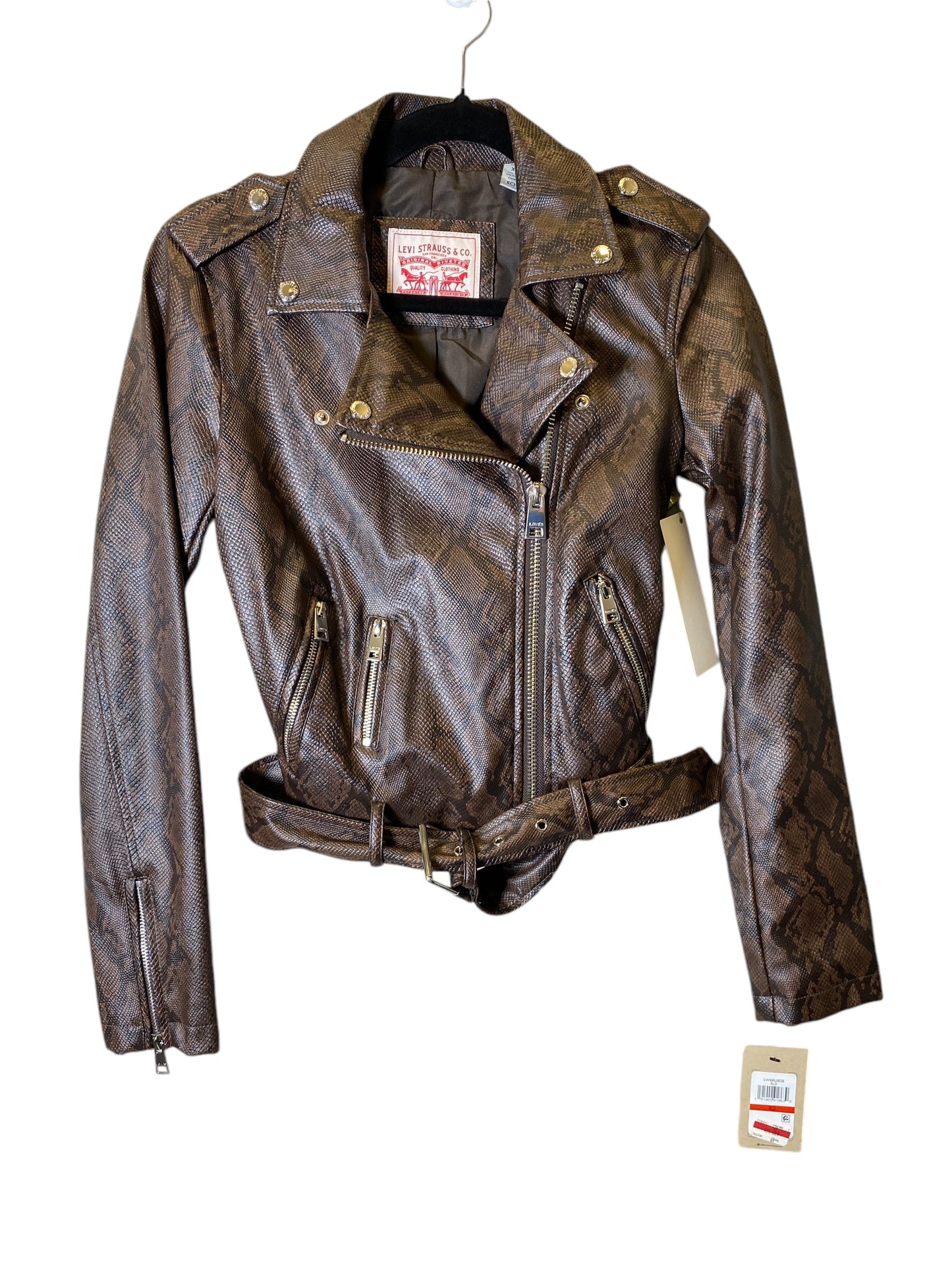 Jacket Moto Leather By Levis In Snakeskin Print, Size: Xs