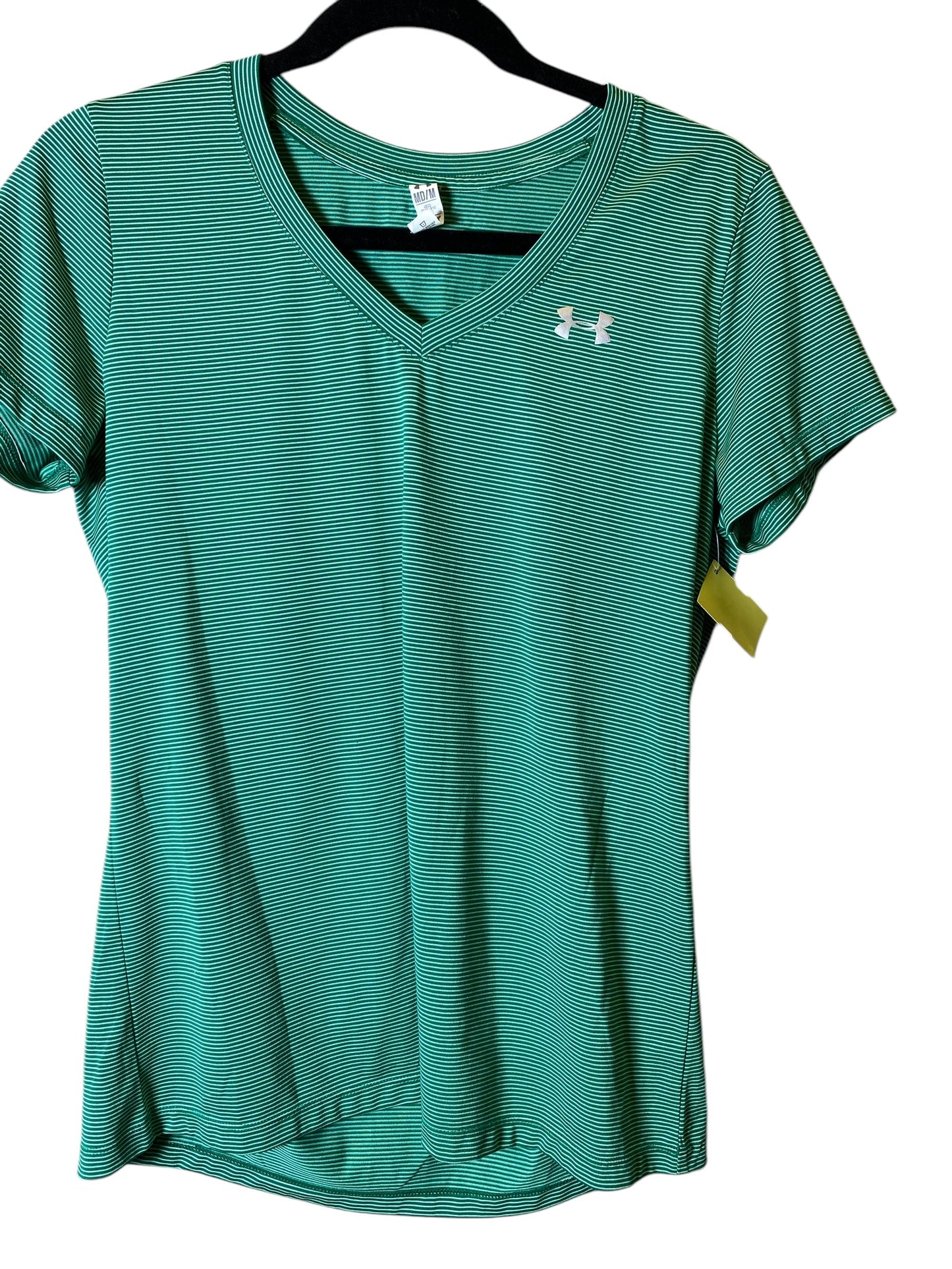 Athletic Top Short Sleeve By Under Armour In Green, Size: M