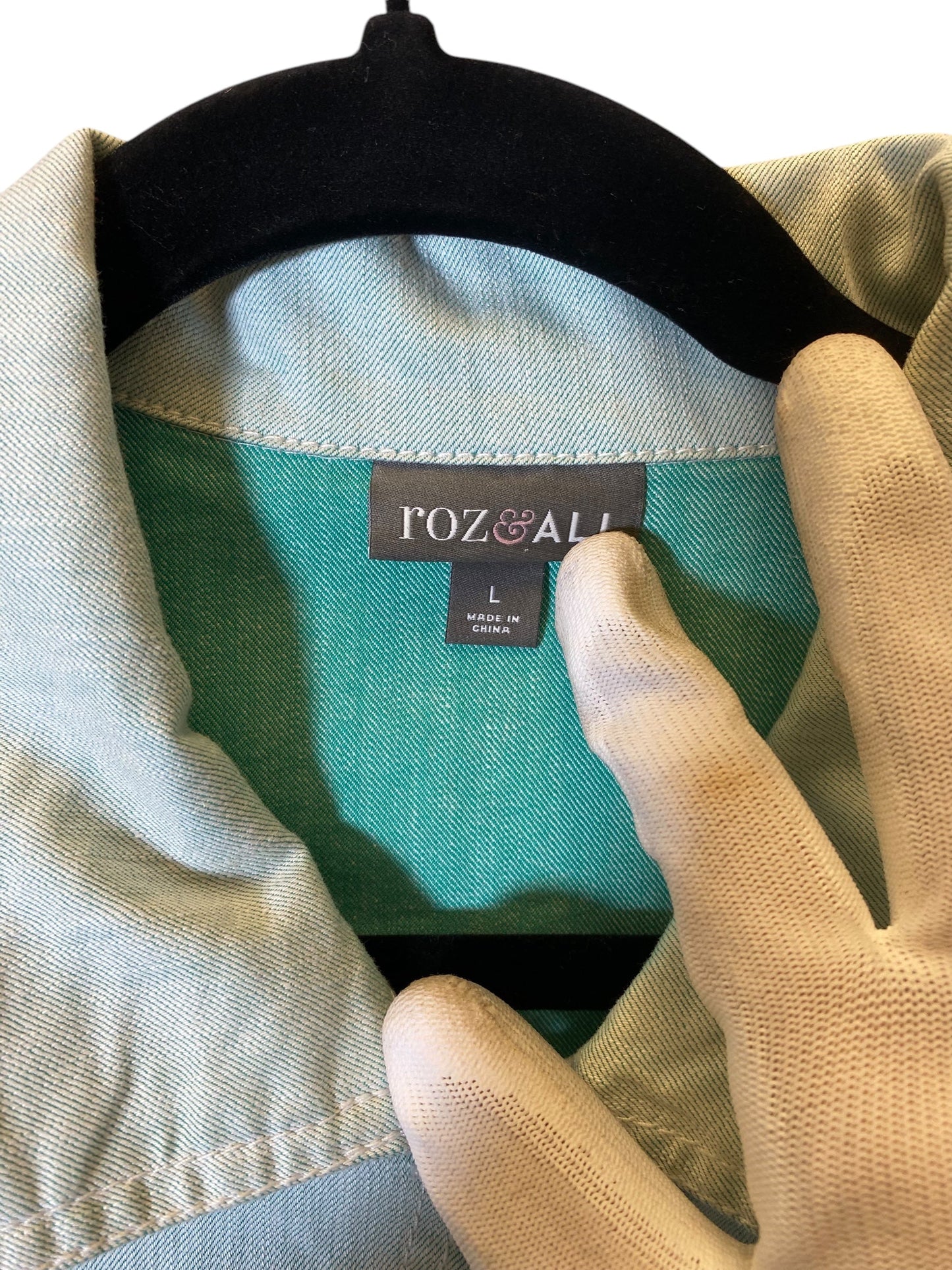 Jacket Denim By Roz And Ali In Green, Size: L