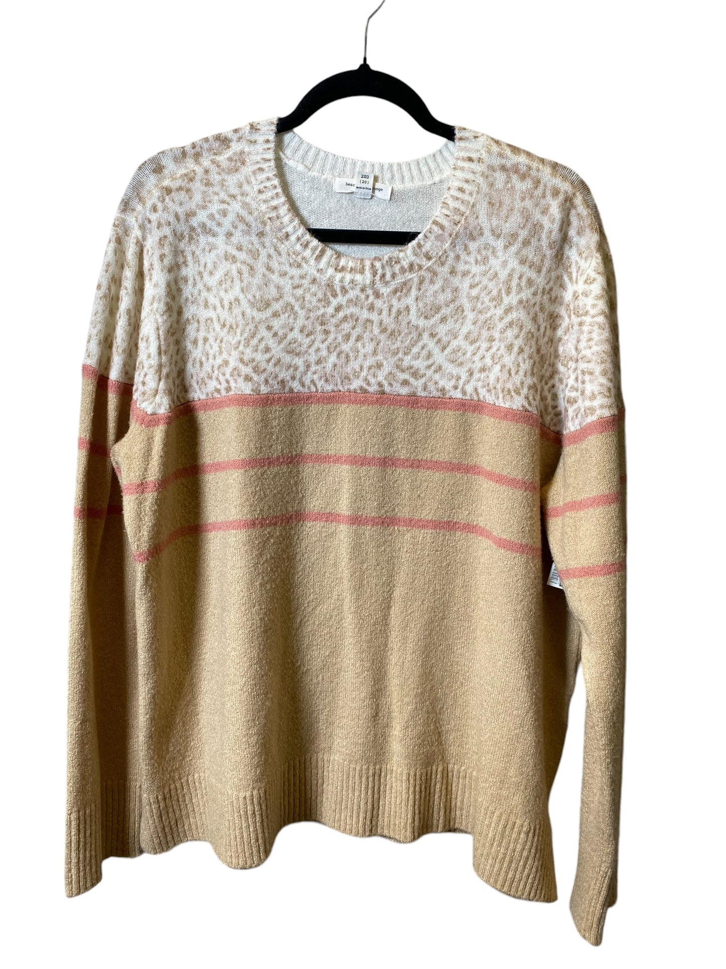 Sweater By Beachlunchlounge In Pink & Tan, Size: Xxl