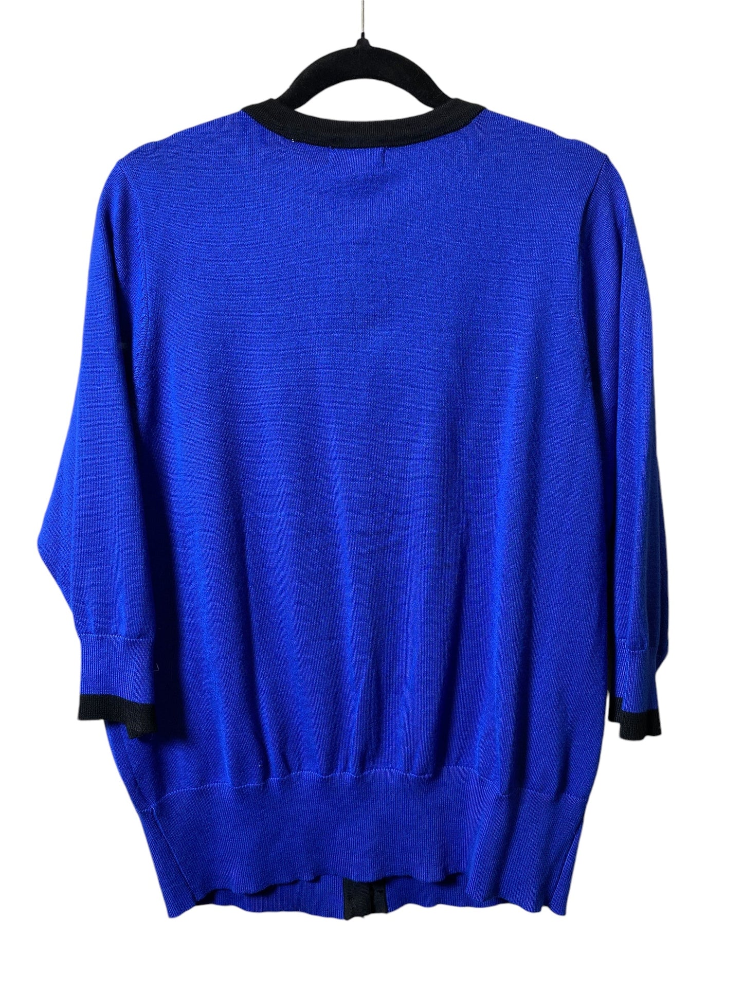 Sweater Cardigan By Premise In Black & Blue, Size: 1x