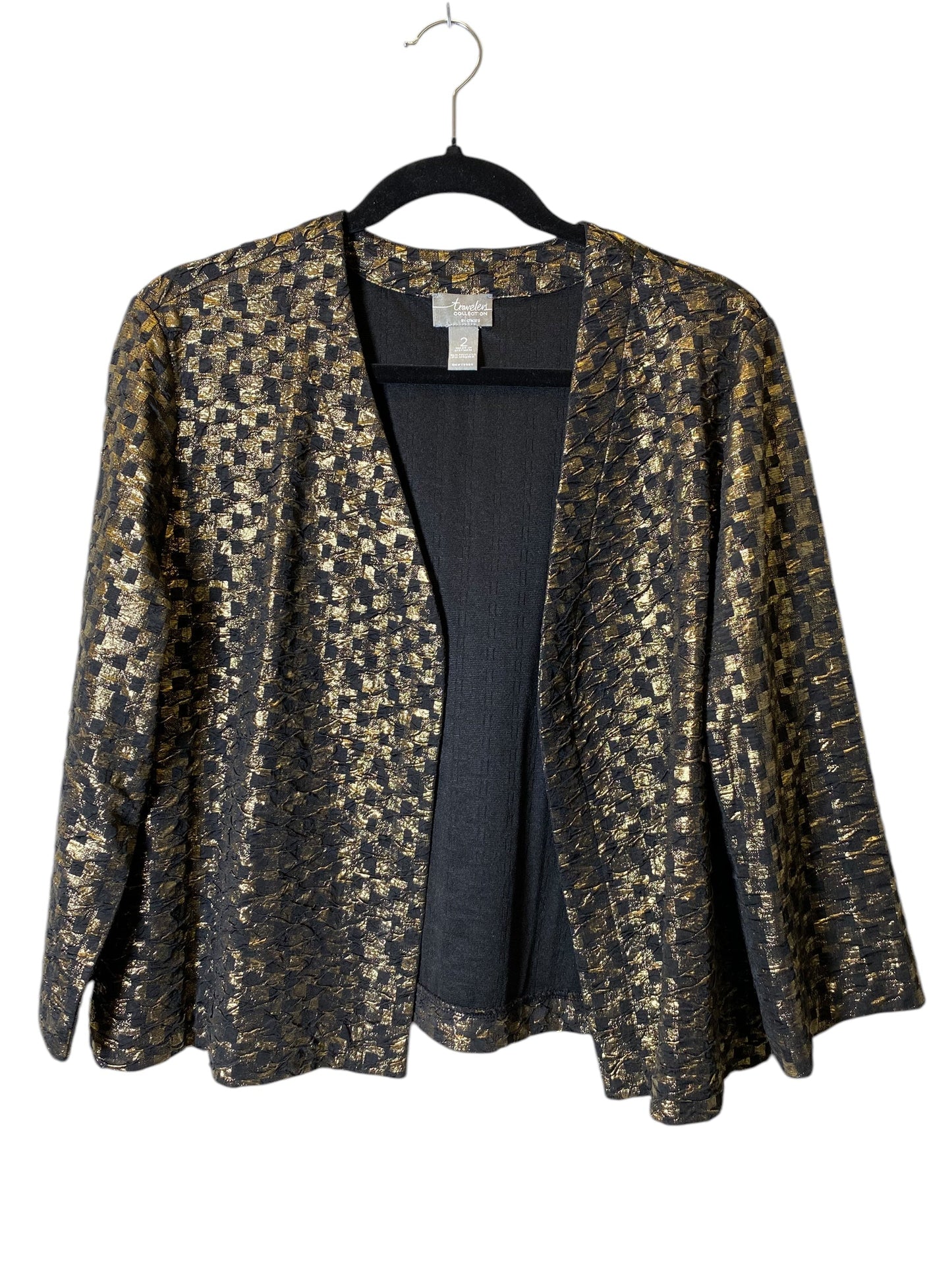 Cardigan By Chicos In Black & Gold, Size: L