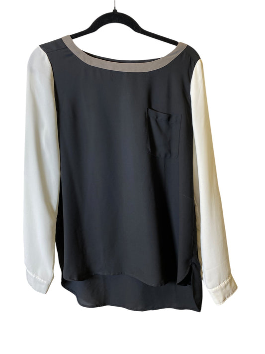 Blouse Long Sleeve By Loft In Black & Cream, Size: M