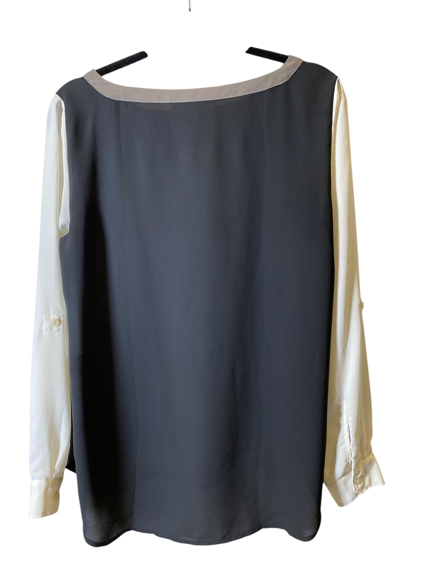 Blouse Long Sleeve By Loft In Black & Cream, Size: M