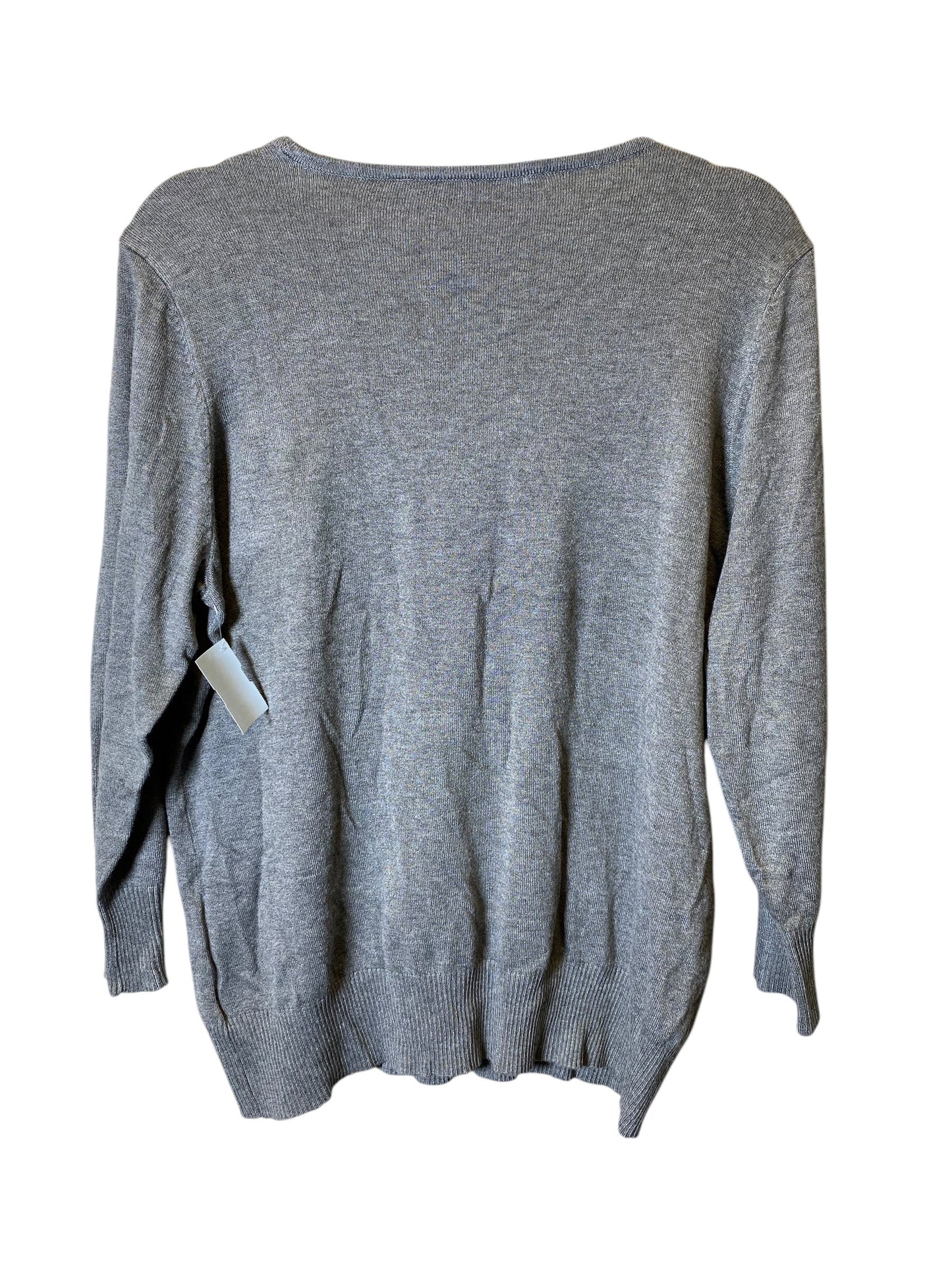 Sweater By Valerie Stevens In Grey, Size: Xl