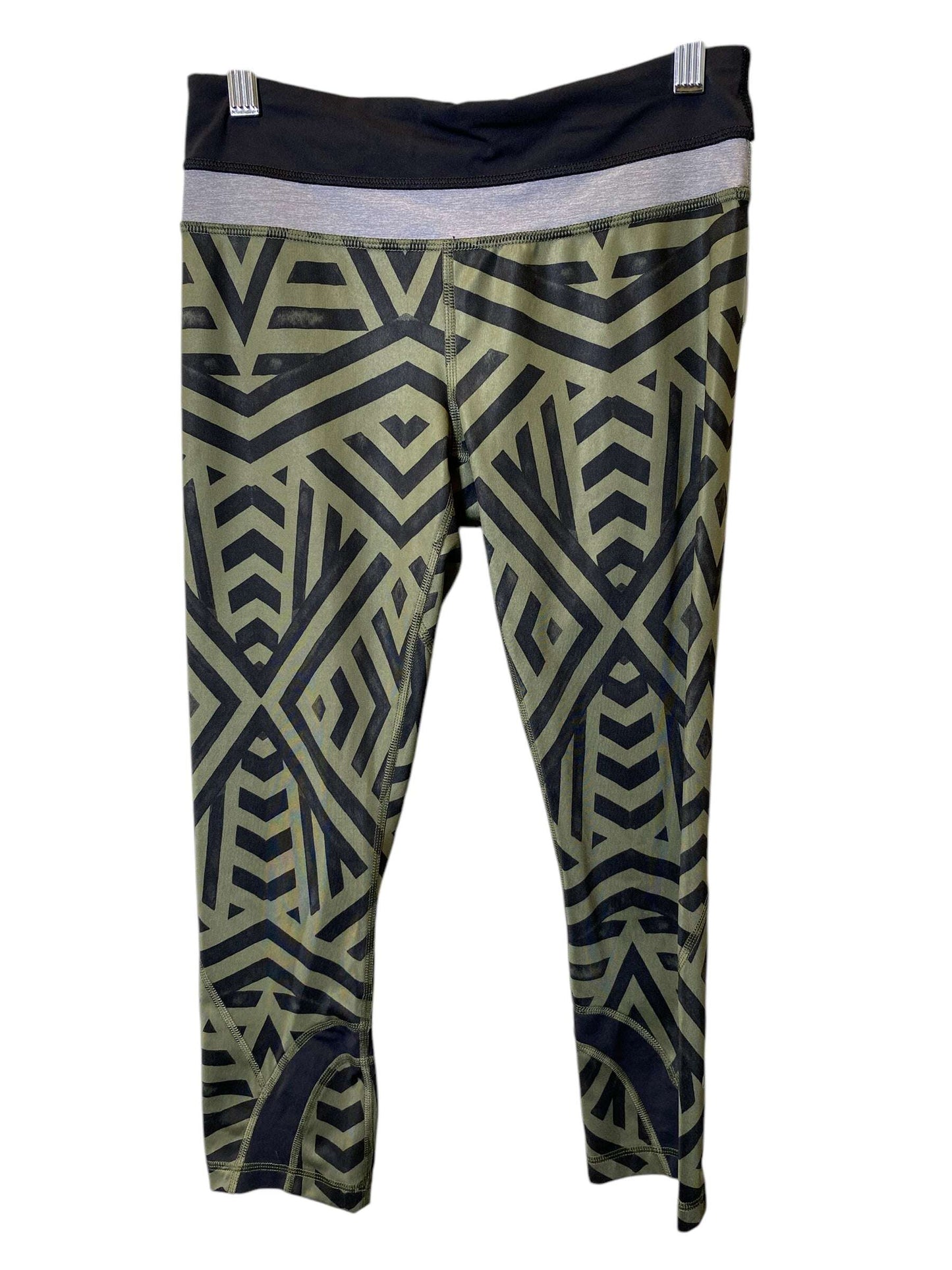 Athletic Capris By Lululemon In Black & Green, Size: 4