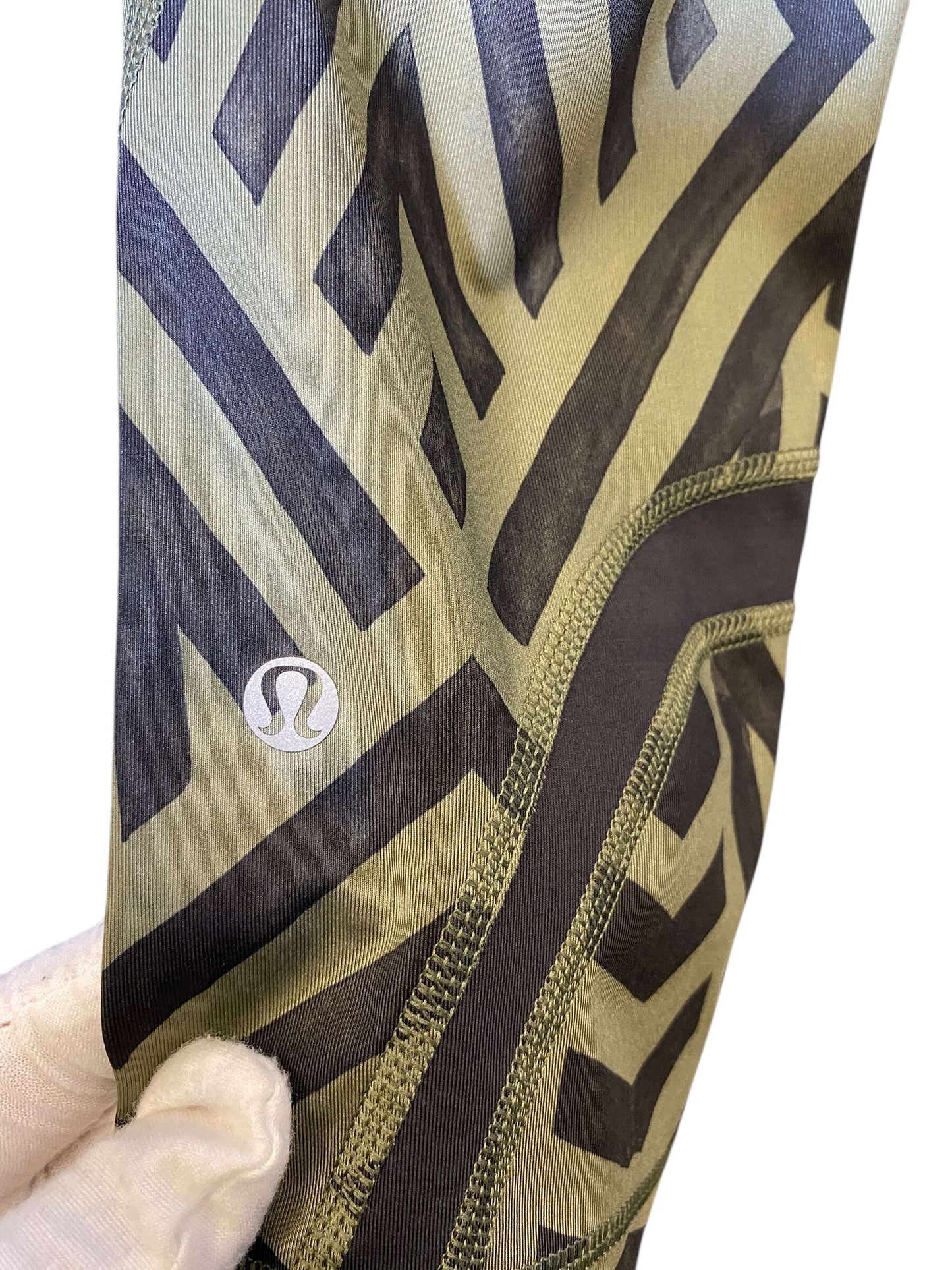 Athletic Capris By Lululemon In Black & Green, Size: 4