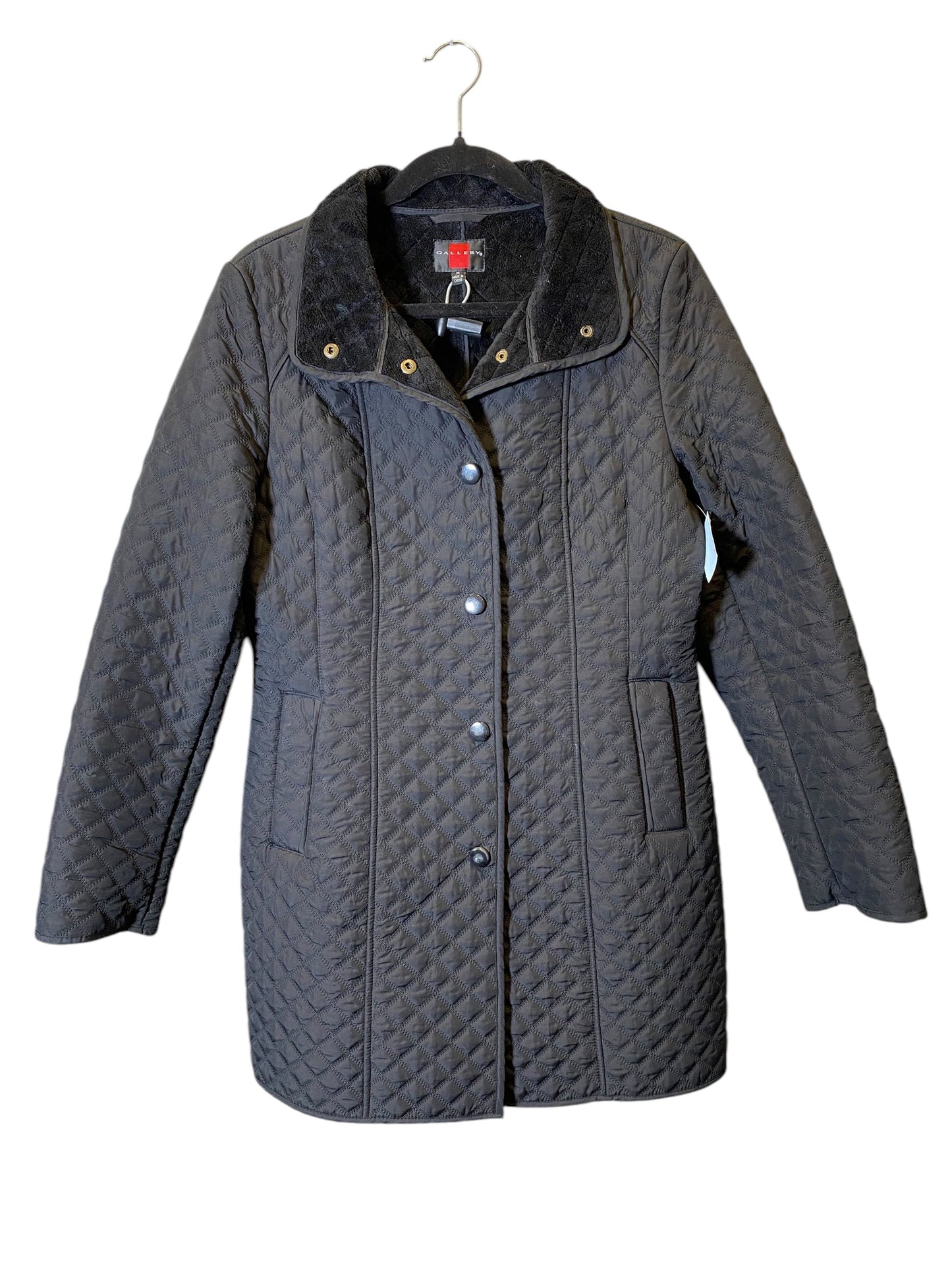 Coat Puffer & Quilted By Gallery In Black, Size: M