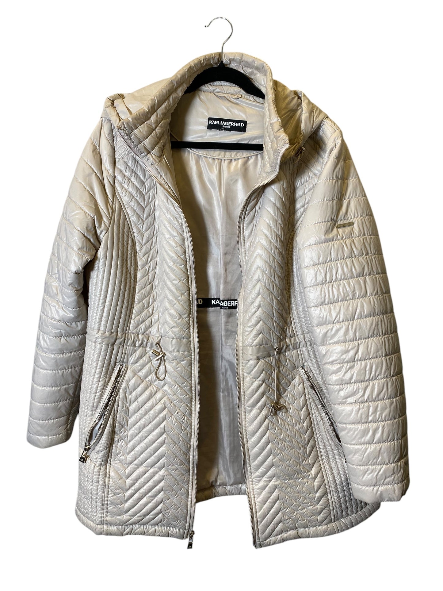 Coat Designer By Karl Lagerfeld In Ivory, Size: Xl