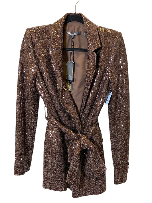 Jacket Designer By Badgley Mischka In Brown, Size: 4