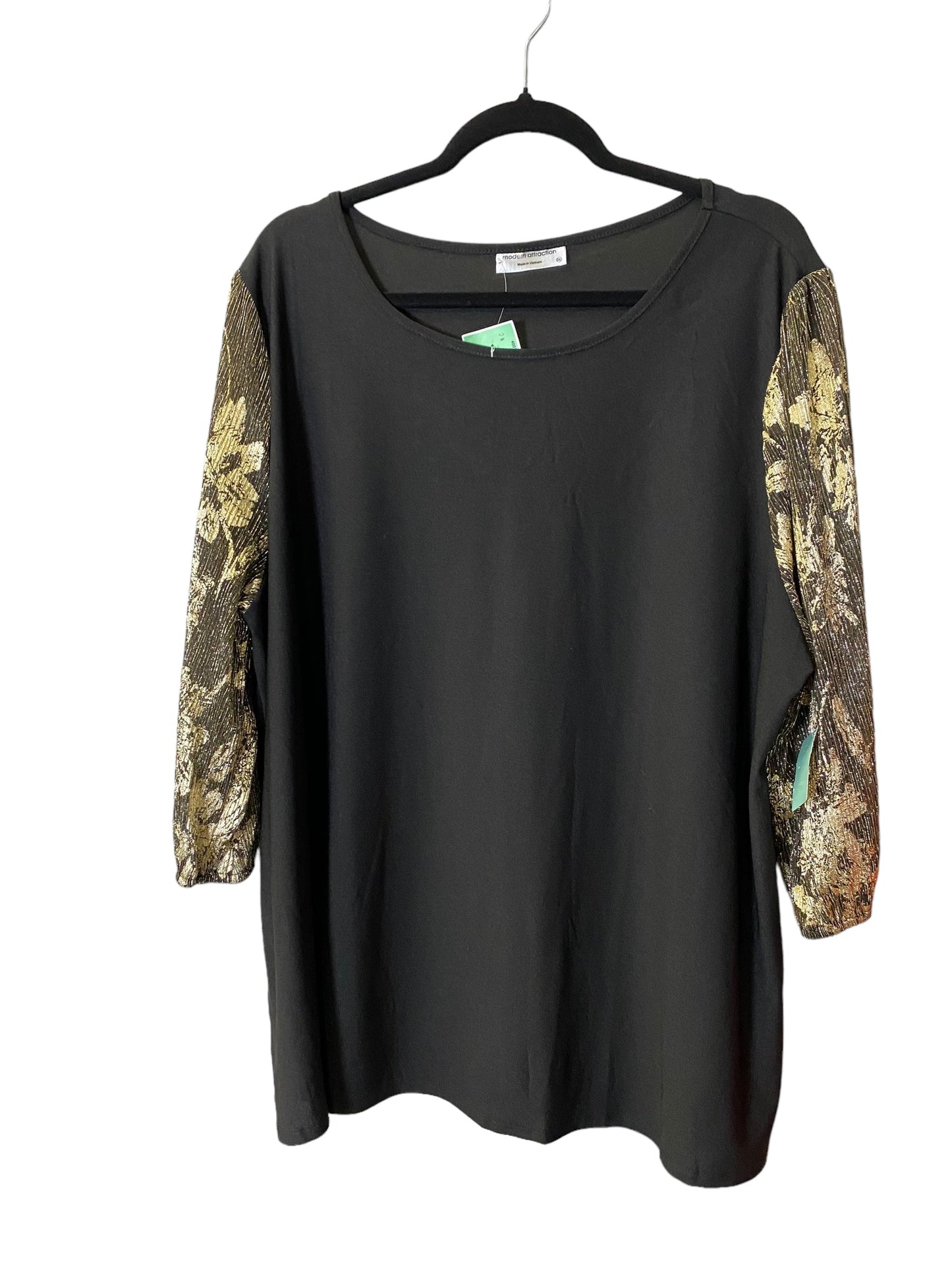 Blouse 3/4 Sleeve By Clothes Mentor In Black & Gold, Size: 3x