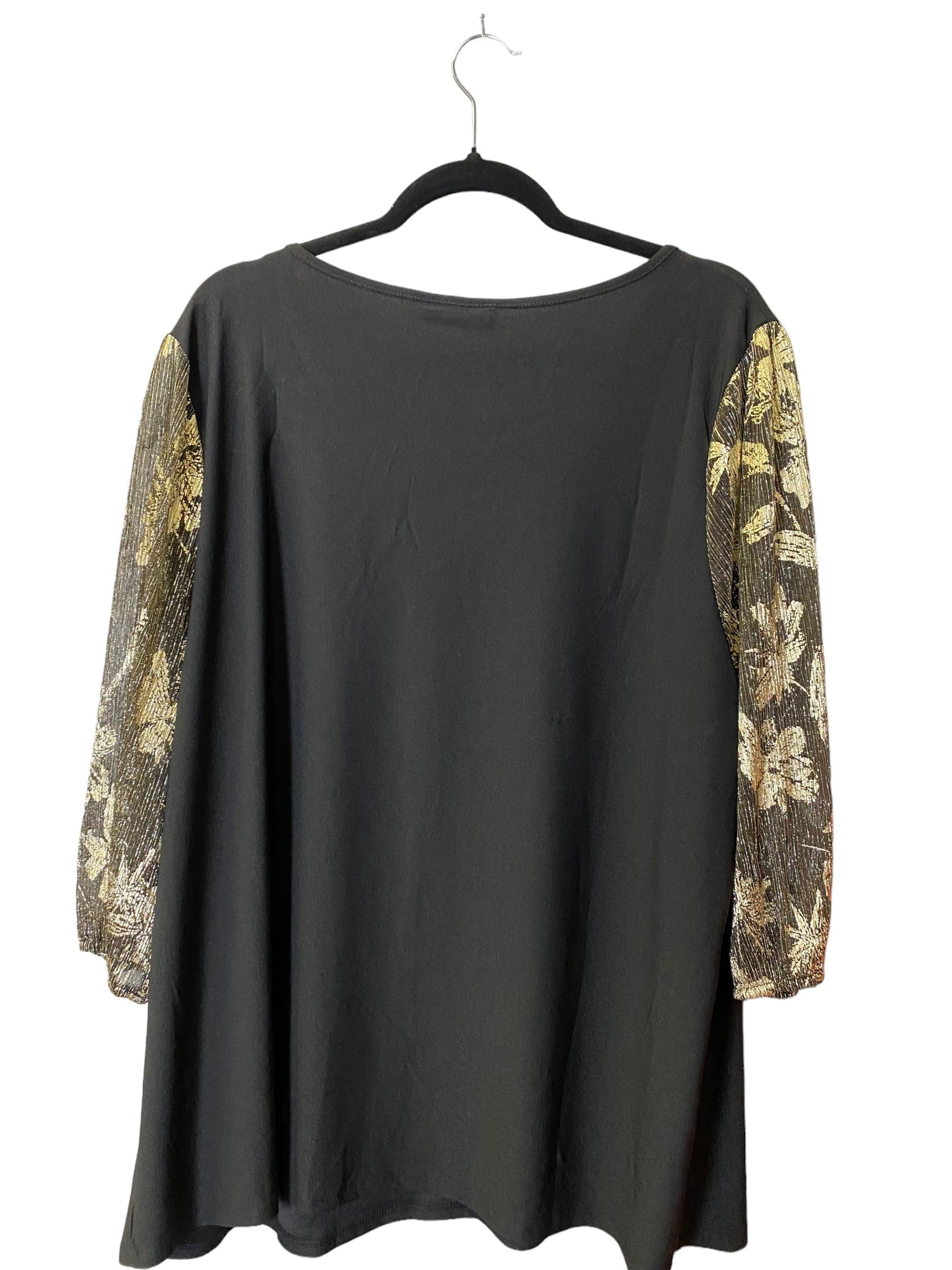 Blouse 3/4 Sleeve By Clothes Mentor In Black & Gold, Size: 3x