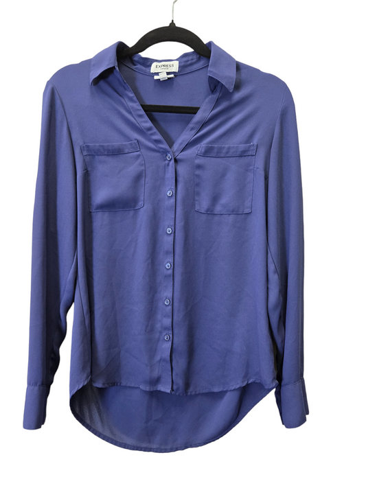 Navy Blouse Long Sleeve Express, Size S