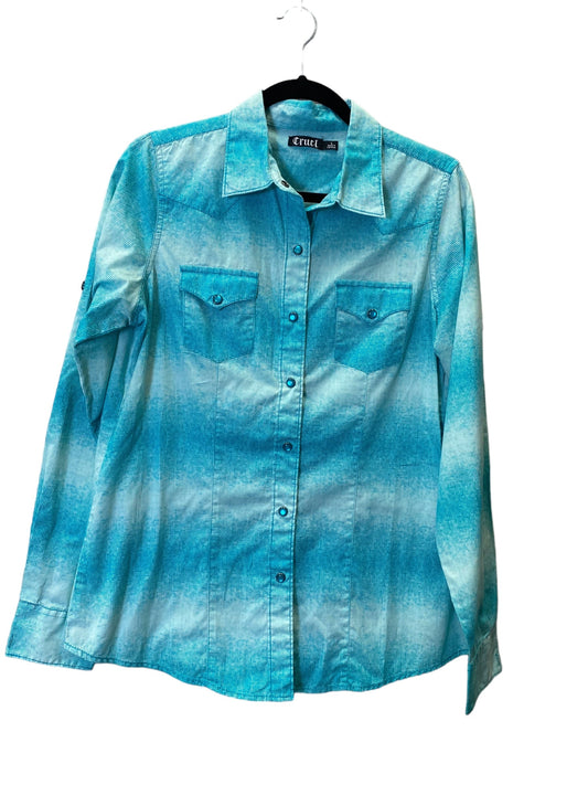 Blouse Long Sleeve By Clothes Mentor In Aqua, Size: L