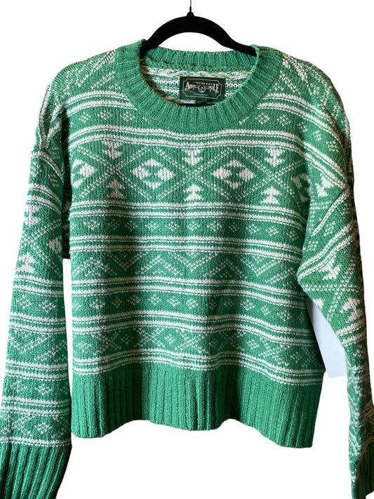 Sweater By American Eagle In Green & White, Size: S