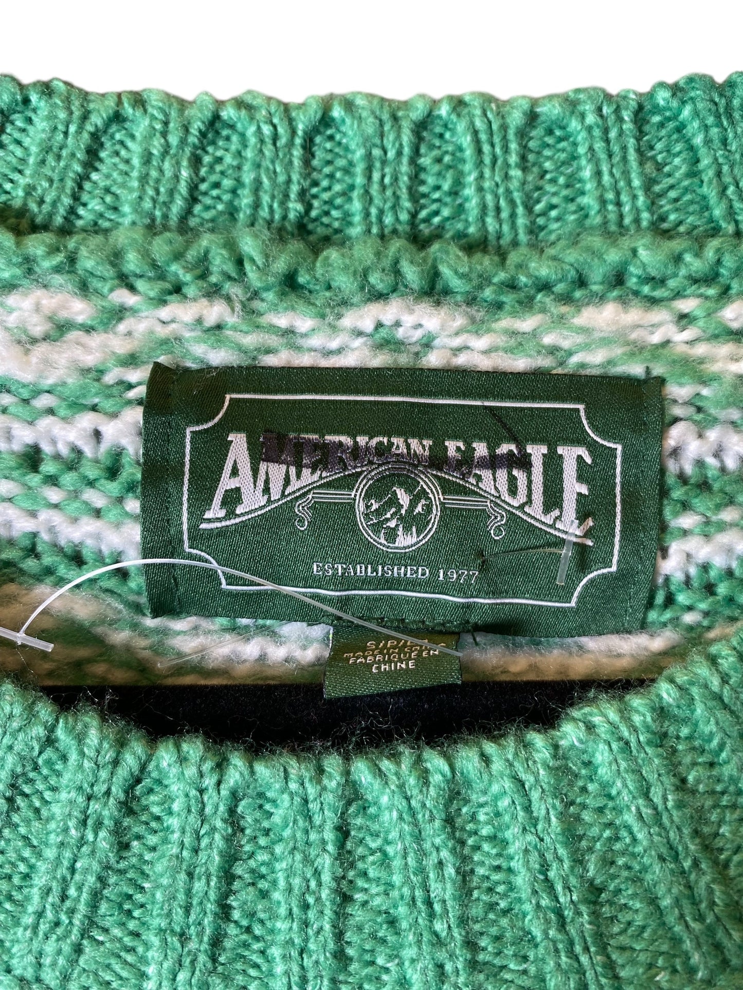 Sweater By American Eagle In Green & White, Size: S