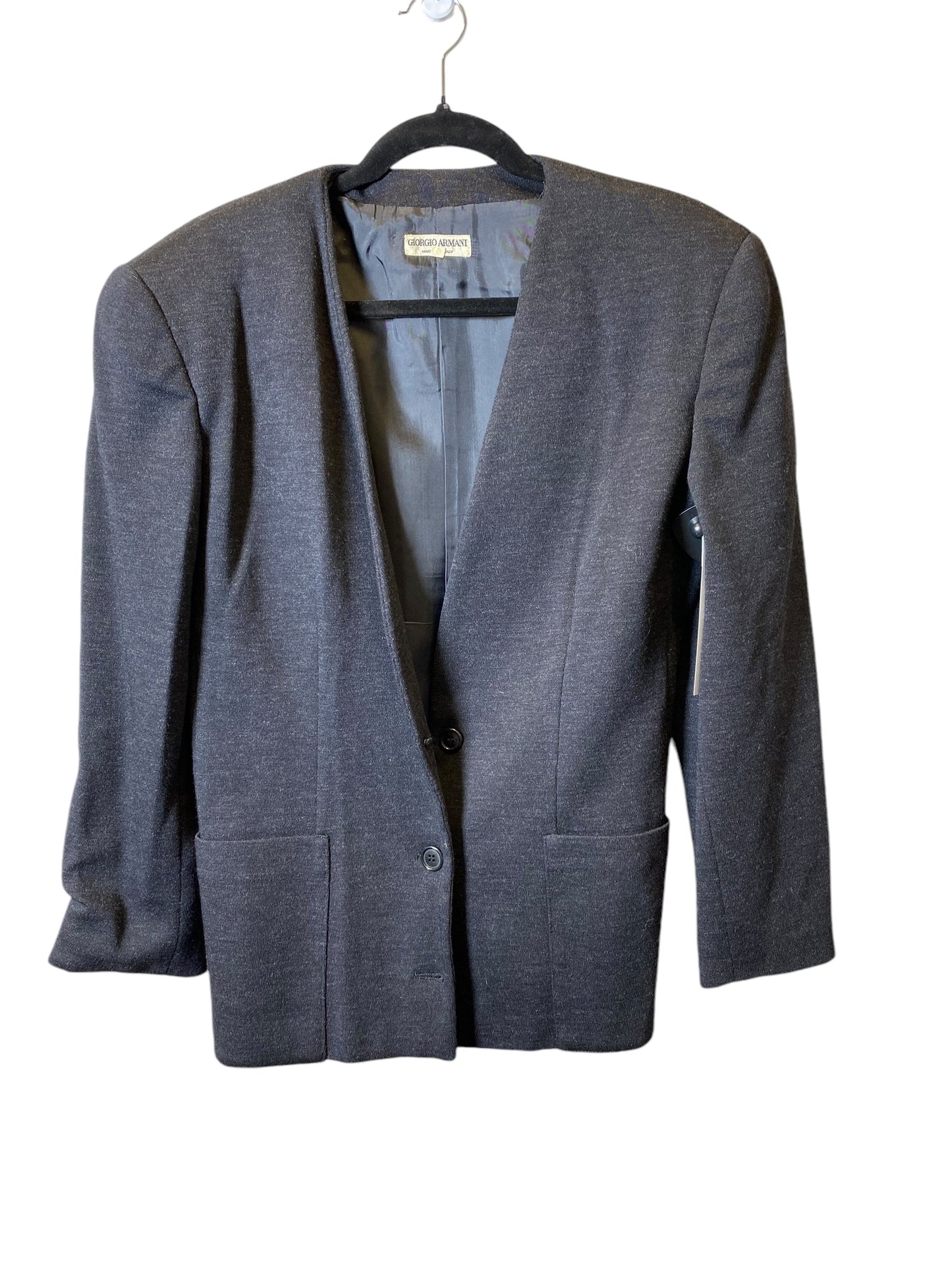 Blazer Designer By Giorgio Armani In Grey, Size: M