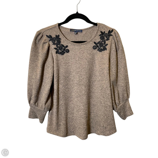 Top Long Sleeve By Adrienne Vittadini In Brown, Size: M