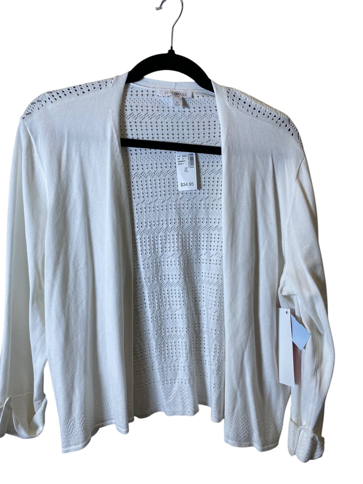 Cardigan By Roz And Ali In White, Size: Xl