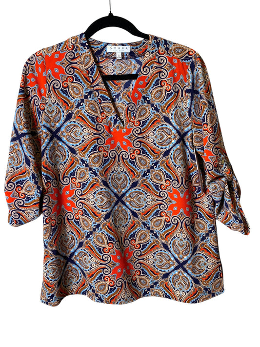 Top 3/4 Sleeve By Chaus In Paisley Print, Size: S