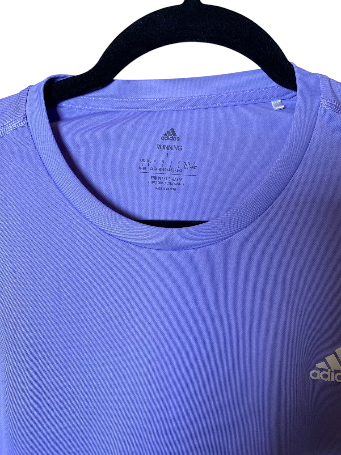 Athletic Top Short Sleeve By Adidas In Purple, Size: L