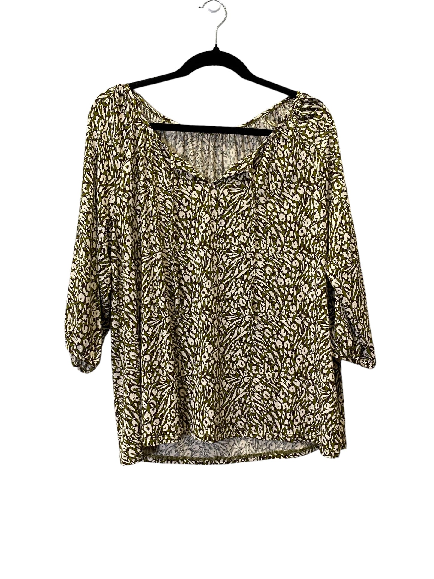 Animal Print Top 3/4 Sleeve Cmc, Size L