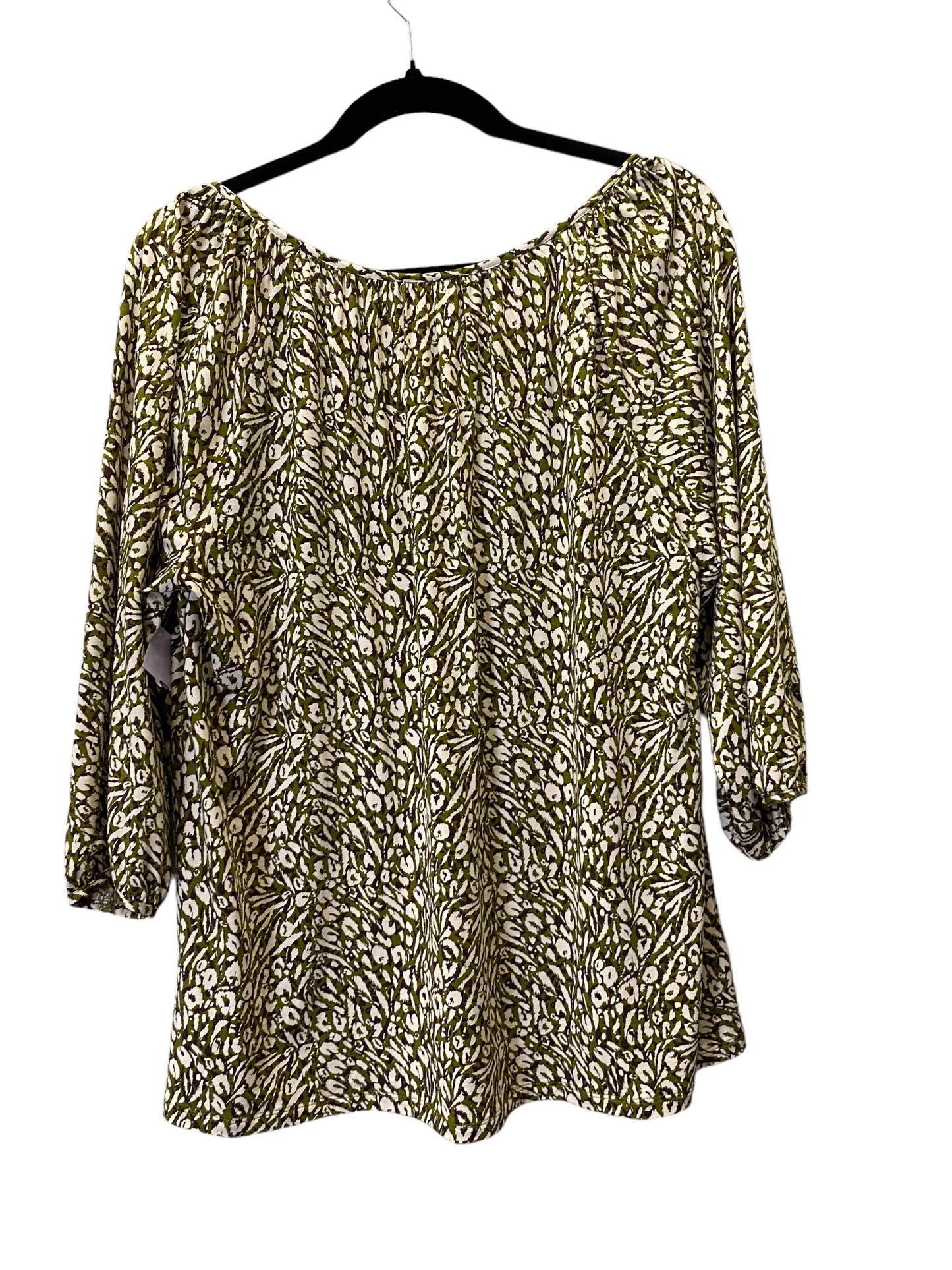 Animal Print Top 3/4 Sleeve Cmc, Size L