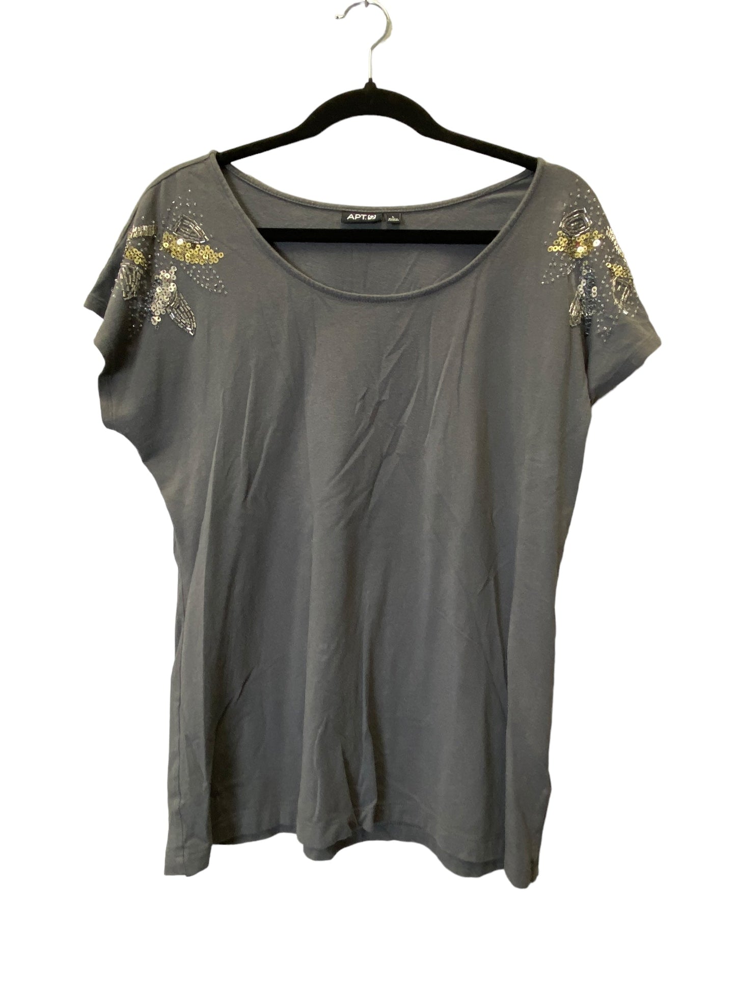 Top Short Sleeve By Apt 9 In Grey, Size: L