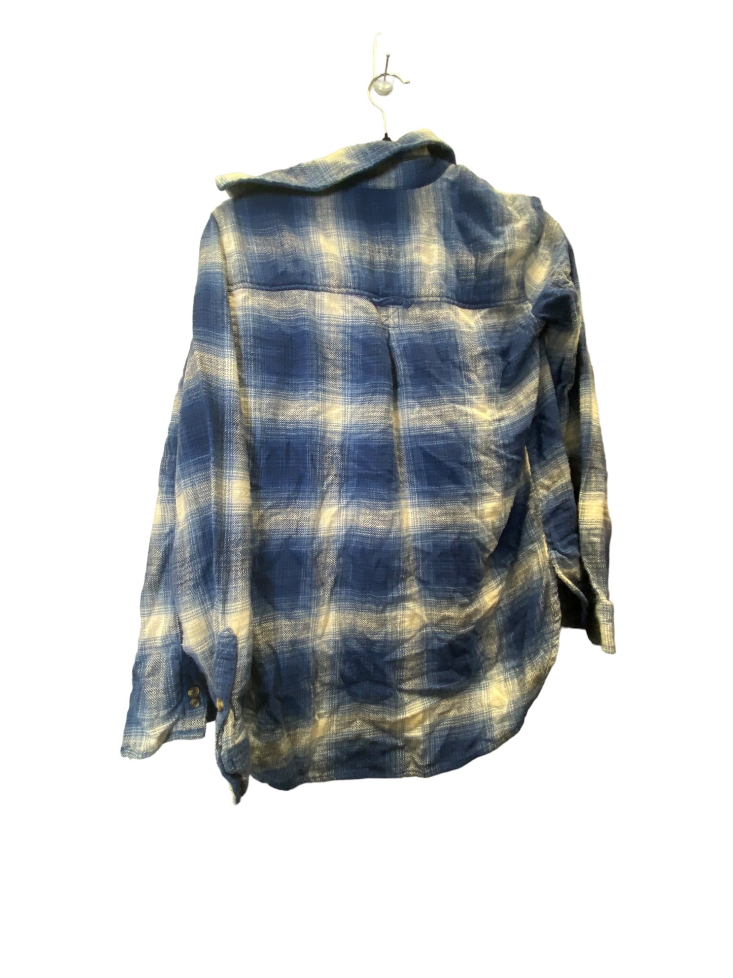 Blouse Long Sleeve By American Eagle In Plaid Pattern, Size: S