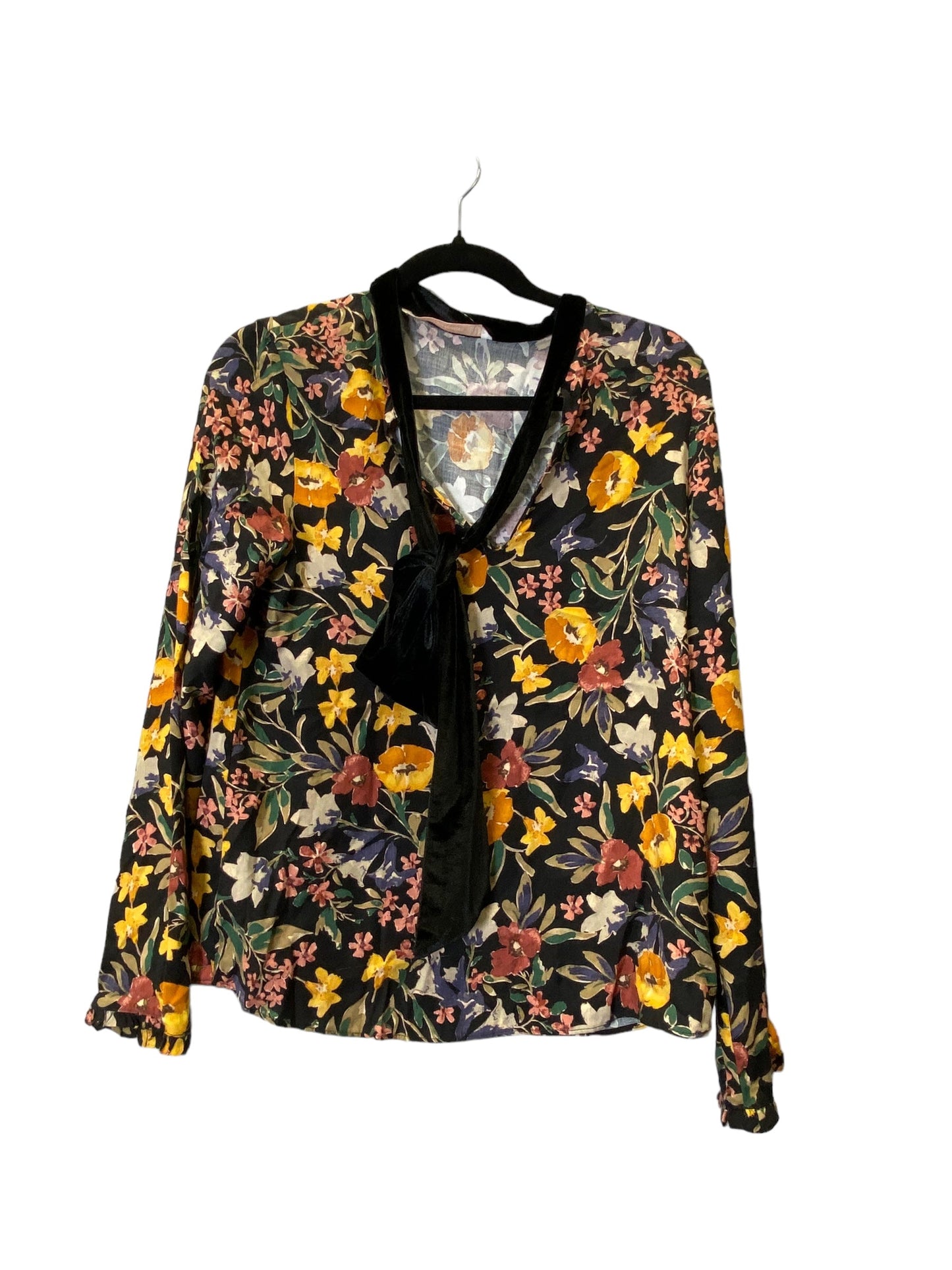 Top Long Sleeve By Zara In Floral Print, Size: S