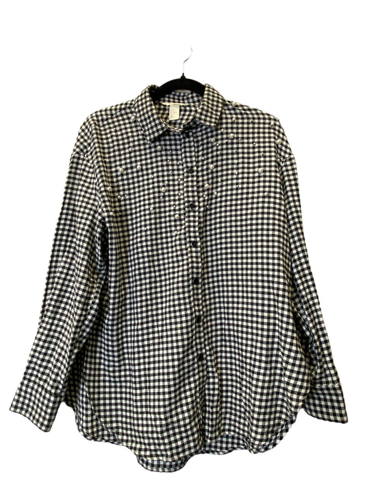 Blouse Long Sleeve By H&m In Plaid Pattern, Size: S