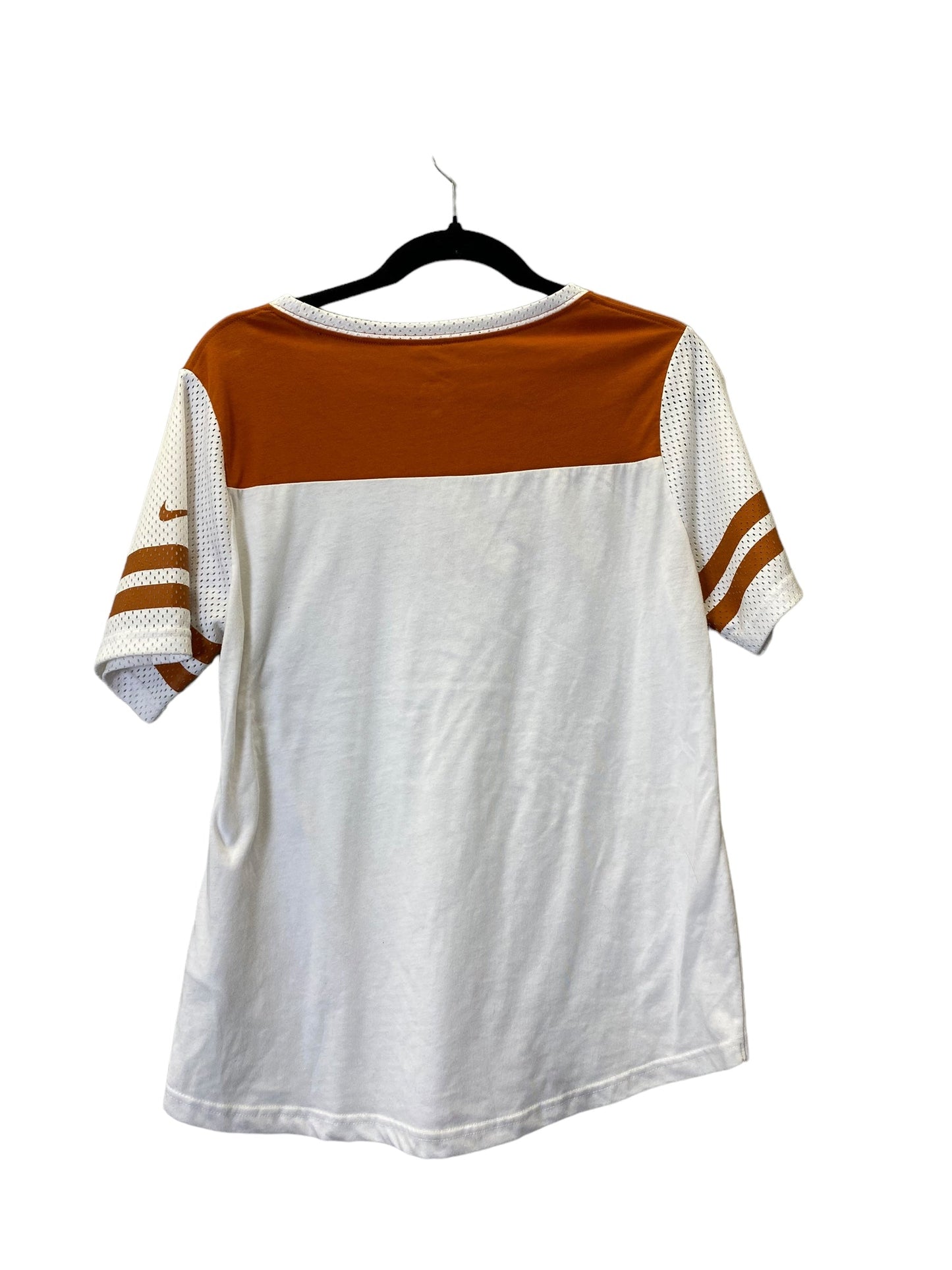 Top Short Sleeve By Nike In Orange & White, Size: L