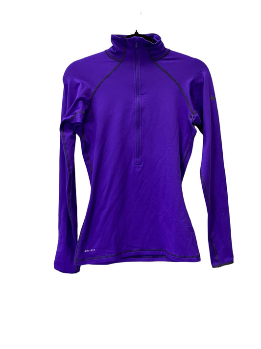 Athletic Top Long Sleeve Collar By Nike In Purple, Size: S