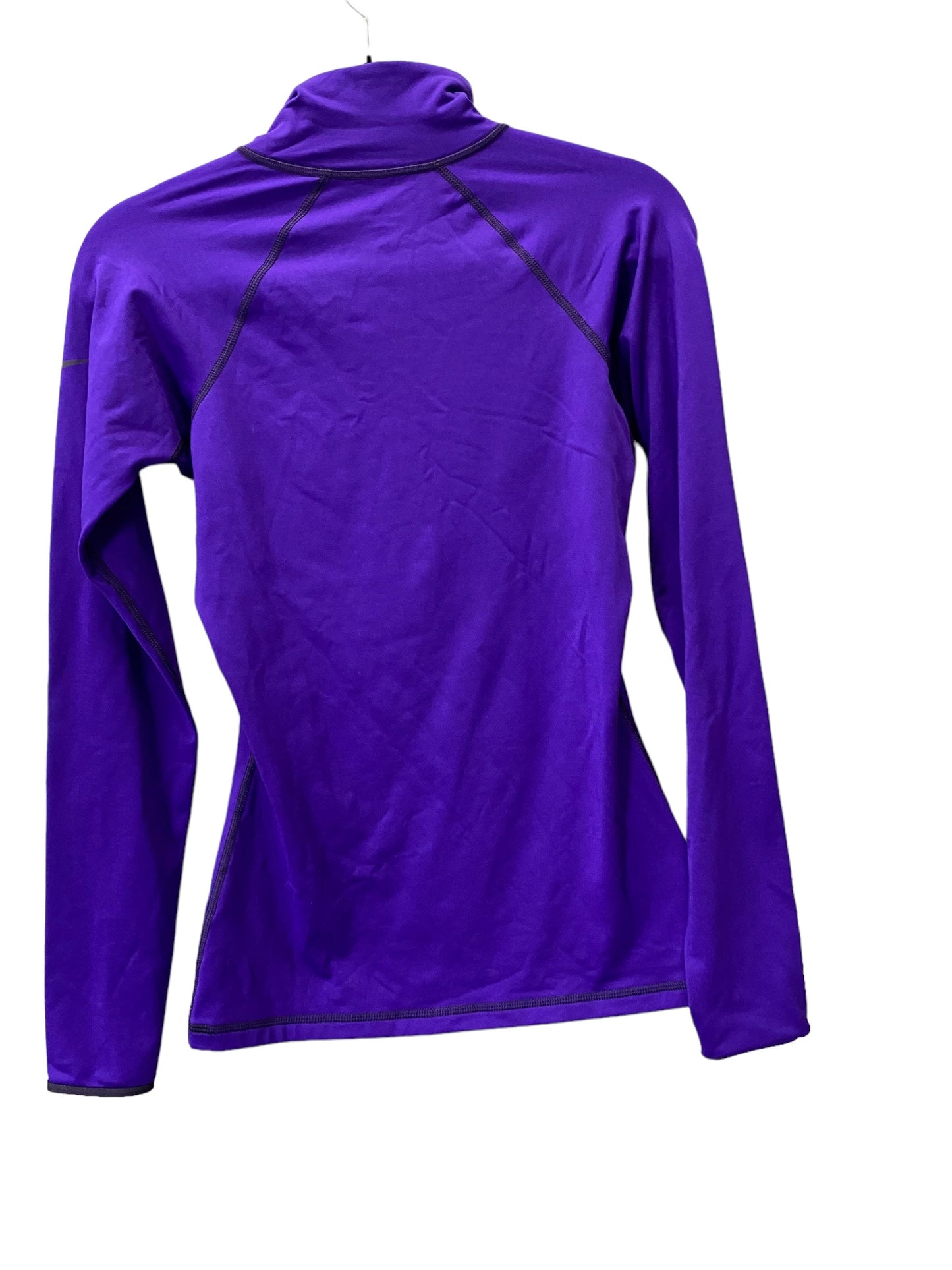 Athletic Top Long Sleeve Collar By Nike In Purple, Size: S