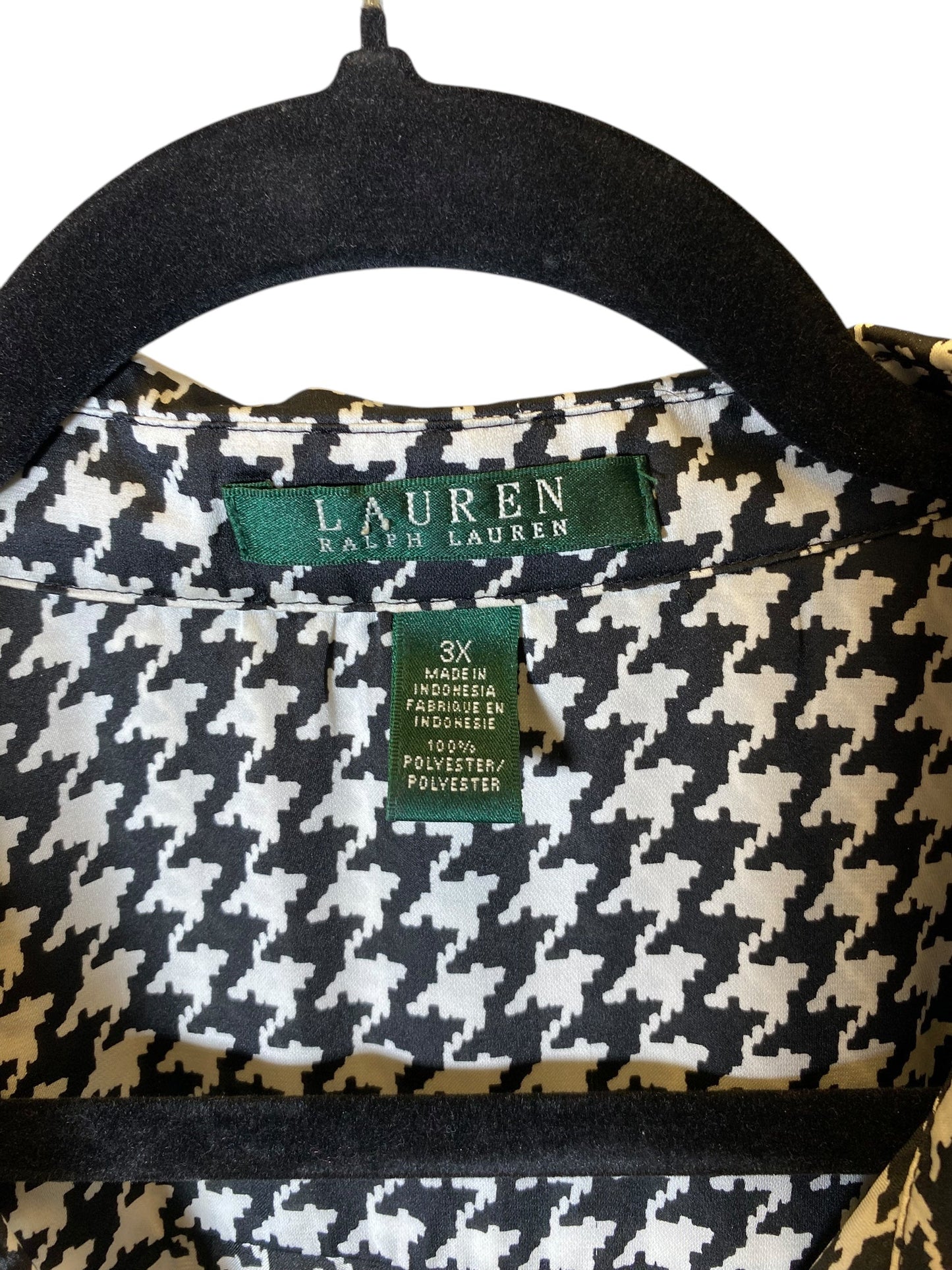 Blouse Long Sleeve By Lauren By Ralph Lauren In Black & White, Size: 3x