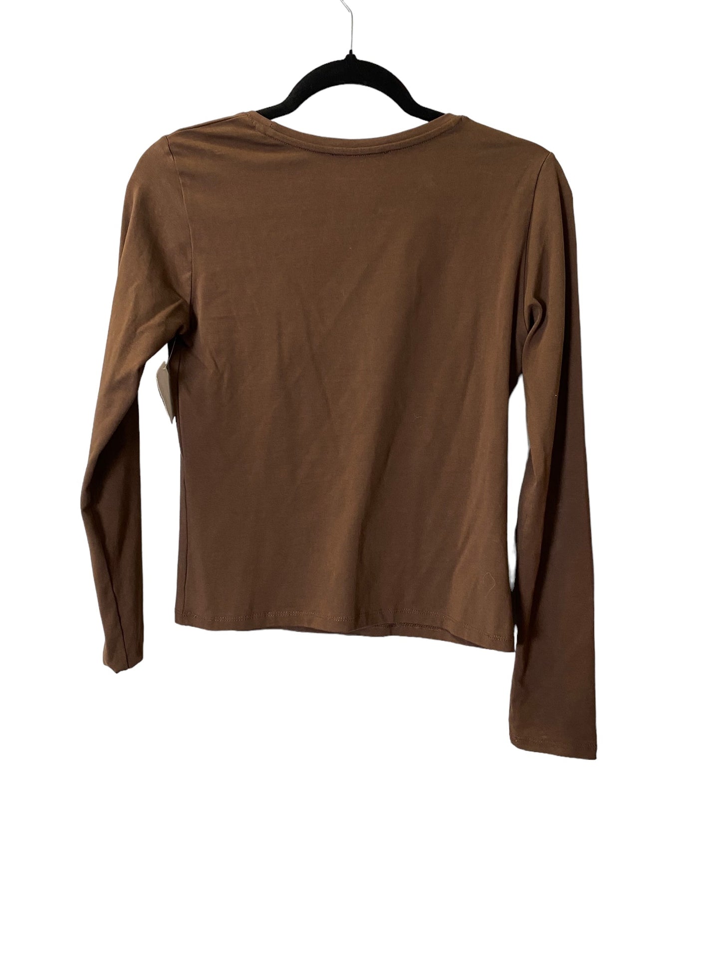 Top Long Sleeve Basic By Zara In Brown, Size: S