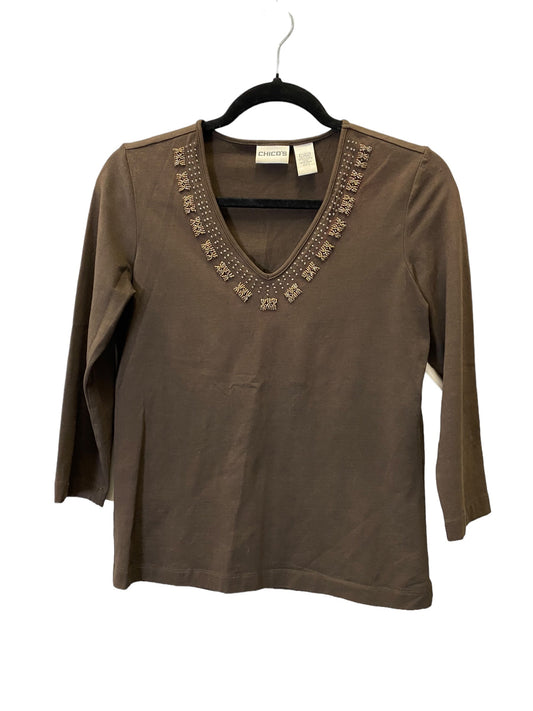 Top 3/4 Sleeve By Chicos In Brown, Size: S