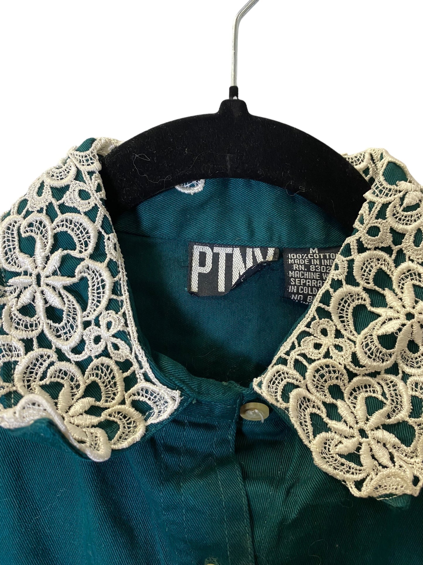 Blouse Long Sleeve By Cmc In Green & White, Size: M