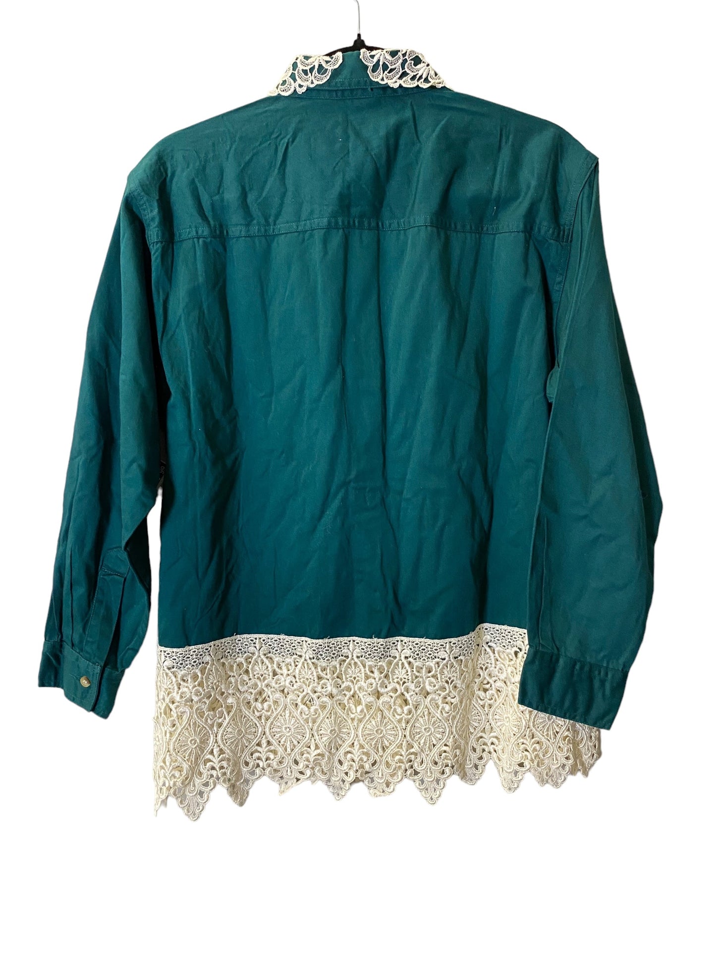 Blouse Long Sleeve By Cmc In Green & White, Size: M