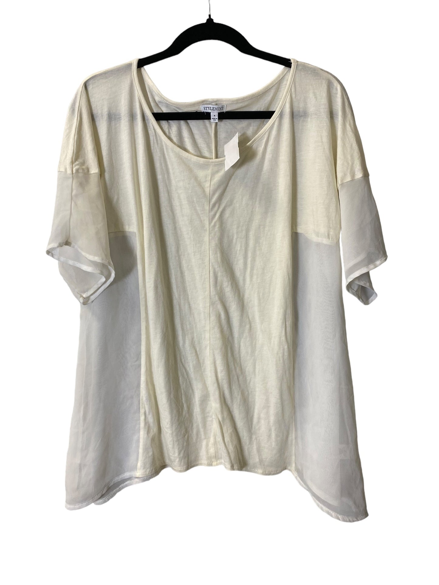 Blouse Short Sleeve By Cmc In Cream, Size: S