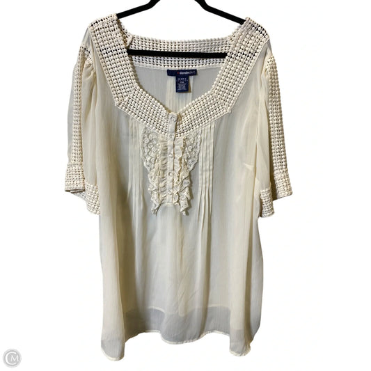 Blouse 3/4 Sleeve By Denim 24/7 In White, Size: 4x