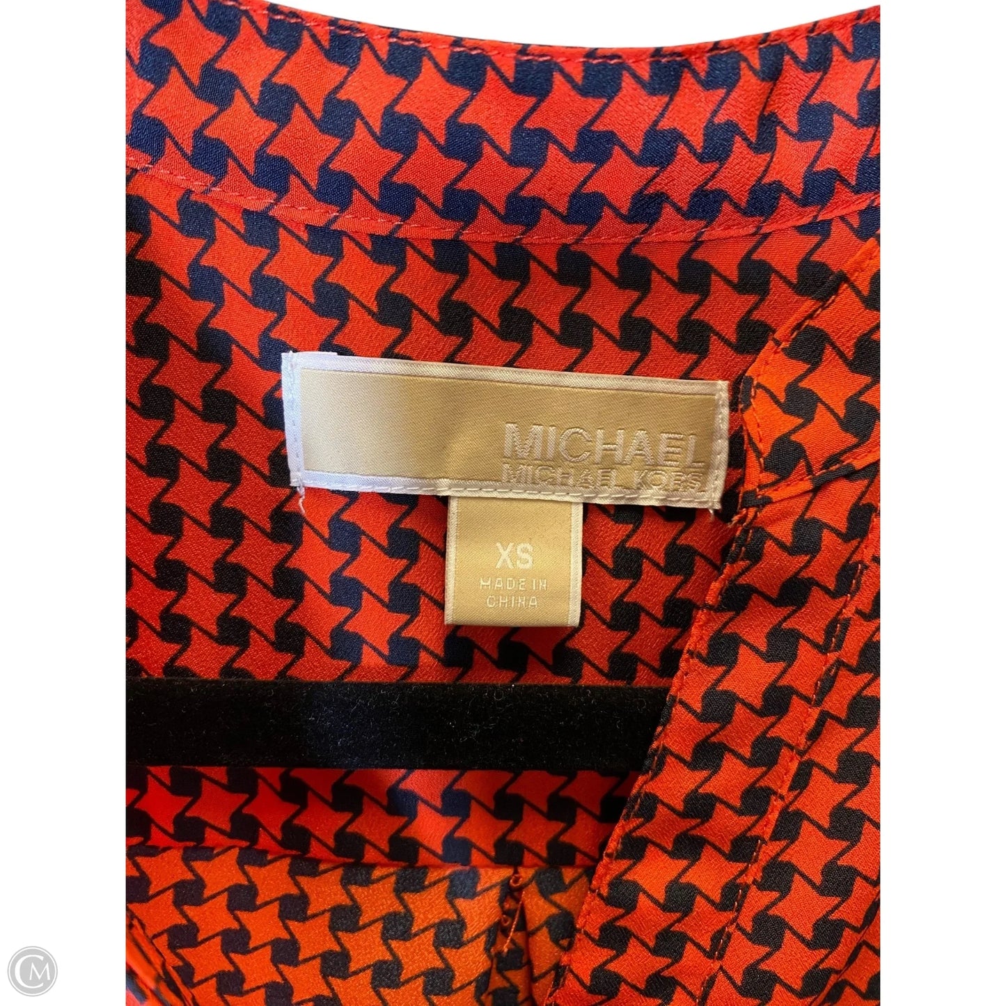 Blouse Long Sleeve By Michael Kors In Checkered Pattern, Size: Xs