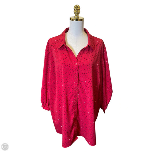 Top 3/4 Sleeve By Catherines In Red, Size: 2x